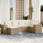 VidaXL Set Divano da Giardino 6 pz con Cuscini Beige in Polyrattan