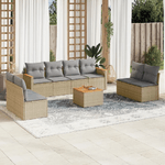 VidaXL Set Divano da Giardino 9 pz con Cuscini Beige Misto Polyrattan