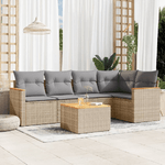 VidaXL Set Divano da Giardino 6 pz con Cuscini Beige in Polyrattan