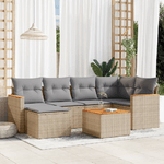 VidaXL Set Divani da Giardino 7 pz con Cuscini Beige in Polyrattan