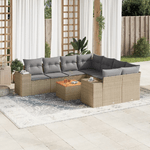 VidaXL Set Divano da Giardino 9 pz con Cuscini Beige in Polyrattan