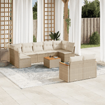 VidaXL Set Divano da Giardino 10 pz con Cuscini Beige in Polyrattan