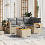 VidaXL Set Divano da Giardino 5 pz con Cuscini Beige in Polyrattan