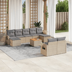 VidaXL Set Divano da Giardino 10 pz con Cuscini Beige in Polyrattan