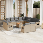 VidaXL Set Divani da Giardino 14pz con Cuscini in Polyrattan Beige