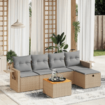 VidaXL Set Divano da Giardino 6 pz con Cuscini Beige Misto Polyrattan