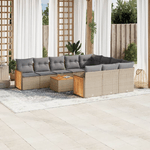 VidaXL Set Divani da Giardino 11 pz con Cuscini Beige in Polyrattan