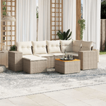 VidaXL Set Divani da Giardino 7 pz con Cuscini Beige in Polyrattan