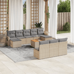 VidaXL Set Divani da Giardino 11 pz con Cuscini Beige in Polyrattan