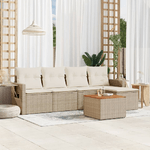 VidaXL Set Divano da Giardino 6 pz con Cuscini Beige in Polyrattan