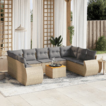 VidaXL Set Divano da Giardino 10 pz con Cuscini Beige in Polyrattan