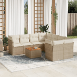 VidaXL Set Divano da Giardino 9 pz con Cuscini Beige in Polyrattan