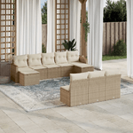 VidaXL Set Divano da Giardino 10 pz con Cuscini Beige in Polyrattan