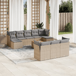 VidaXL Set Divani da Giardino 11 pz con Cuscini Beige in Polyrattan