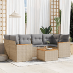 VidaXL Set Divani da Giardino 7 pz con Cuscini Beige in Polyrattan