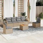 VidaXL Set Divano da Giardino 7 pz con Cuscini Beige Misto Polyrattan