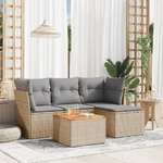 VidaXL Set Divano da Giardino 5 pz con Cuscini Beige Misto Polyrattan