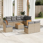 VidaXL Set Divano da Giardino 9 pz con Cuscini Beige in Polyrattan