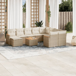 VidaXL Set Divani da Giardino 11 pz con Cuscini Beige in Polyrattan