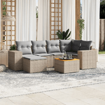 VidaXL Set Divani da Giardino 7 pz con Cuscini Beige in Polyrattan