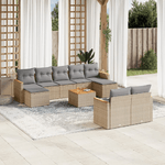 VidaXL Set Divano da Giardino 10 pz con Cuscini Beige Misto Polyrattan