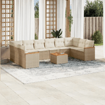 VidaXL Set Divani da Giardino 11 pz con Cuscini Beige in Polyrattan