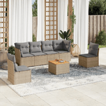 VidaXL Set Divano da Giardino 7 pz con Cuscini Beige Misto Polyrattan