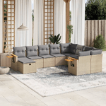 VidaXL Set Divano da Giardino 10 pz con Cuscini Beige in Polyrattan