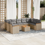 VidaXL Set Divano da Giardino 10 pz con Cuscini Beige Misto Polyrattan