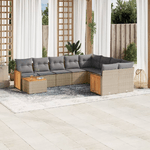 VidaXL Set Divano da Giardino 10 pz con Cuscini Beige in Polyrattan