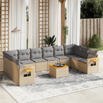 VidaXL Set Divani da Giardino 11 pz con Cuscini Beige in Polyrattan