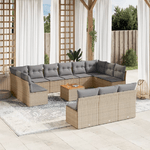 VidaXL Set Divano da Giardino 14 pz con Cuscini Beige Misto Polyrattan