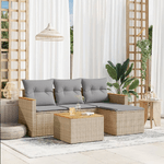 VidaXL Set Divano da Giardino 5 pz con Cuscini Beige in Polyrattan