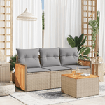 VidaXL Set Divano da Giardino 4 pz con Cuscini Beige in Polyrattan