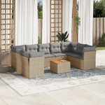 VidaXL Set Divano da Giardino 10 pz con Cuscini Beige in Polyrattan