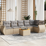 VidaXL Set Divani da Giardino 7 pz con Cuscini Beige in Polyrattan