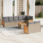 VidaXL Set Divano da Giardino 9 pz con Cuscini Beige in Polyrattan