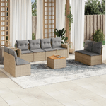 VidaXL Set Divano da Giardino 9 pz con Cuscini Beige Misto Polyrattan