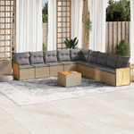 VidaXL Set Divano da Giardino 10 pz con Cuscini Beige in Polyrattan