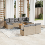 VidaXL Set Divani da Giardino 11 pz con Cuscini Beige in Polyrattan