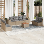 VidaXL Set Divano da Giardino 9 pz con Cuscini Beige in Polyrattan