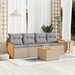 VidaXL Set Divano da Giardino 5 pz con Cuscini Beige in Polyrattan