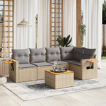 VidaXL Set Divano da Giardino 6 pz con Cuscini Beige in Polyrattan