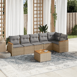 VidaXL Set Divani da Giardino 7 pz con Cuscini Beige in Polyrattan