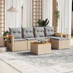 VidaXL Set Divano da Giardino 6 pz con Cuscini Beige in Polyrattan