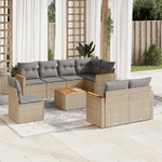 VidaXL Set Divano da Giardino 9 pz con Cuscini Beige in Polyrattan