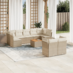 VidaXL Set Divano da Giardino 10 pz con Cuscini Beige in Polyrattan