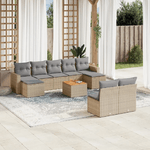 VidaXL Set Divano da Giardino 10 pz con Cuscini Beige in Polyrattan