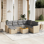 VidaXL Set Divano da Giardino 8 pz con Cuscini Beige Misto Polyrattan