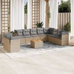 VidaXL Set Divani da Giardino 11 pz con Cuscini Beige in Polyrattan